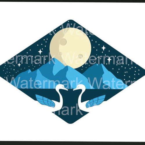 Vector poster Starry Night with Swans new
