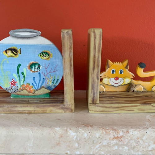 Wooden bookholders new, handpainted and handcarved