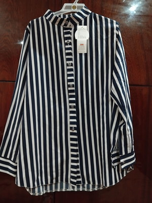 Catherine women's striped shirt M with mandarin collar