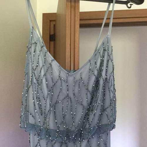Adrianna Papell Beaded Mesh gown dress used, size M, blue