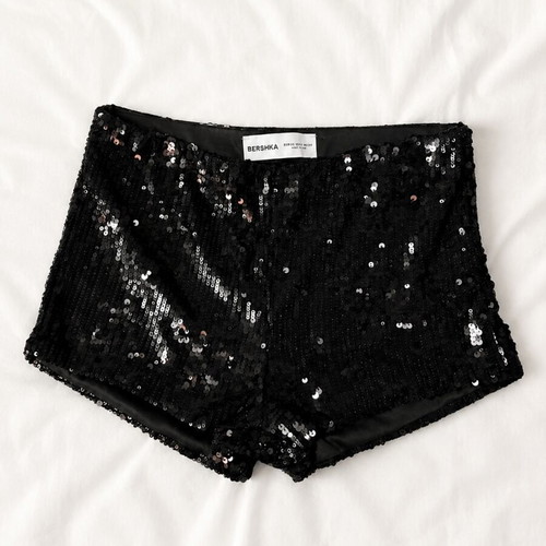 Sequin shorts black size XS Bershka new