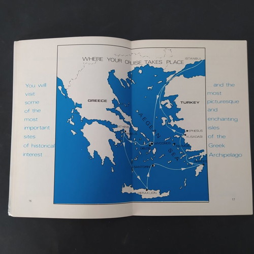 K-LINES TSS Orion brochure and postcard 1970s