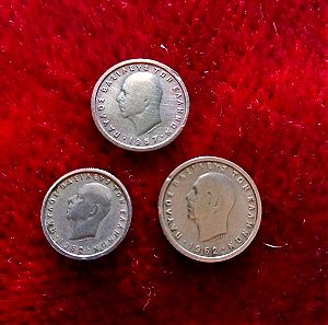 3 κέρματα Βασιλεία Παύλου 1957-62