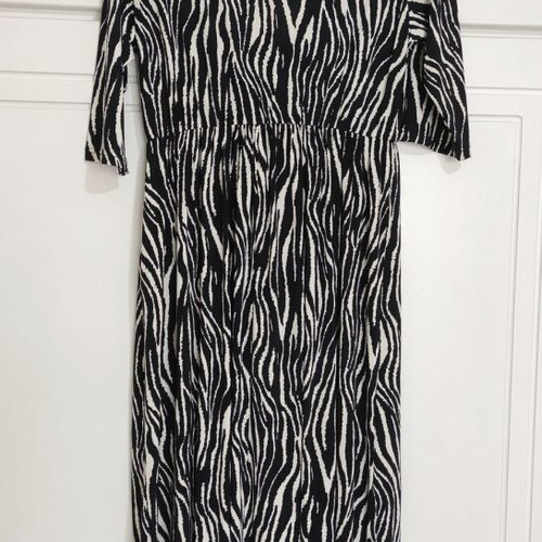 Karamella long zebra print dress with belt, one size