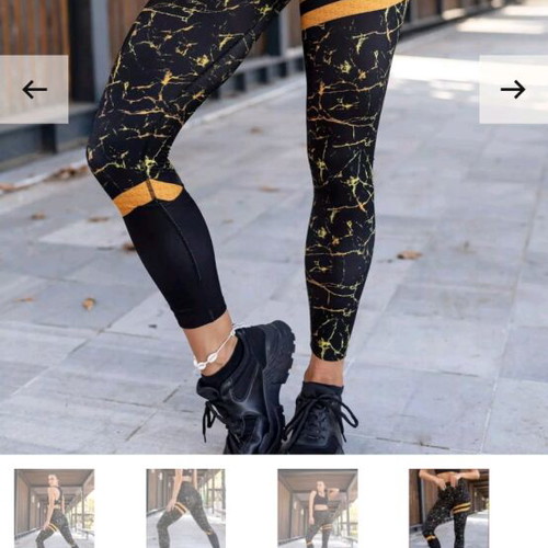 Lavalmore sports leggings new black with gold cracks size S