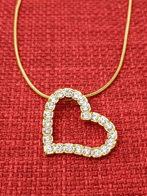 Heart Necklace with Strass like new, gold color