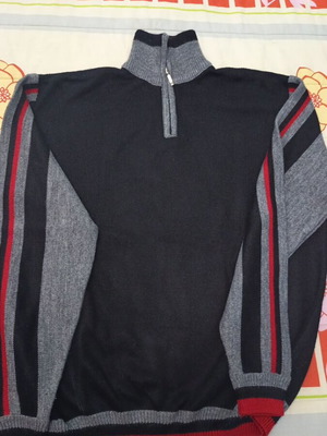 Men's knitted sweater like new, size L, black and gray