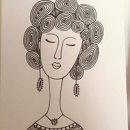 Woman Hand-Drawn Sketch on Acid Free Watercolor Paper 14.1x21cm New
