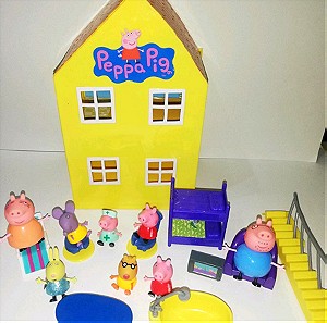 Peppa pig μεγάλο σπίτι με ολες τις φιγουρες πακετο