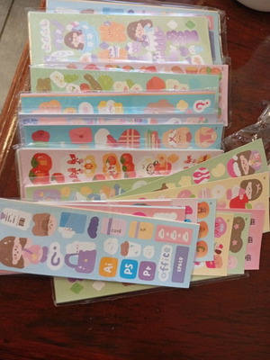 Iridescent stickers used, set of 20 different sheets