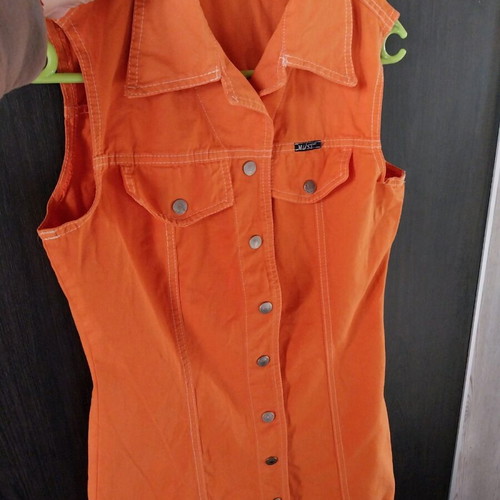 Denim dress like new, orange, for girls aged 10-14
