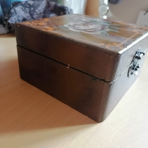 Handmade wooden box with classic romantic floral design