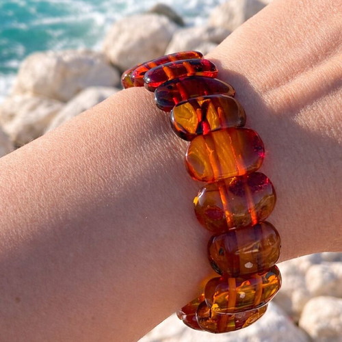 Natural Baltic Amber Bracelet new, handmade with natural inclusions