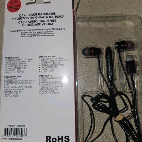 Handsfree Earbuds Black Red Type C with Volume Control new i-JMB