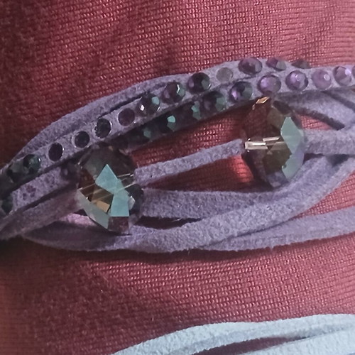 Bracelet set of 2, purple and lilac, like new, missing some rhinestones