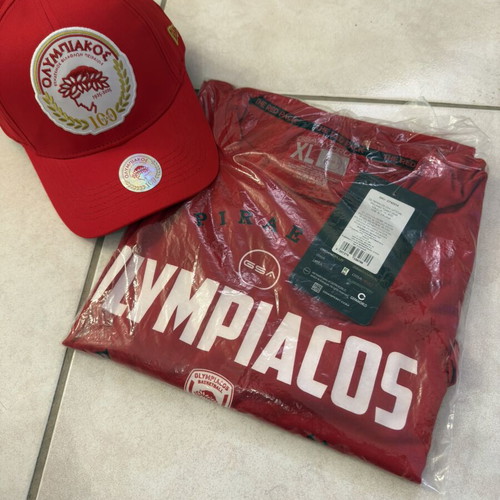 Olympiacos BC Tech GSA XL Training Shirt and 100 Years Collectible Cap new authentic
