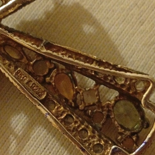 Gold cross 9 carat with pearl and precious stones