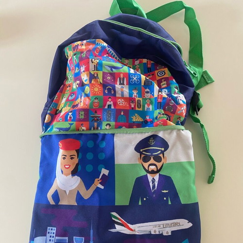 Emirates kids backpack like new, foldable