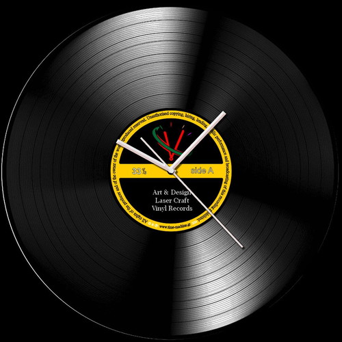Time-machine vinyl record clock new, wall-mounted, analog