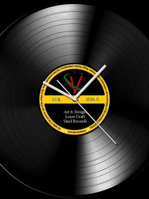 Time-machine vinyl record clock new, wall-mounted, analog