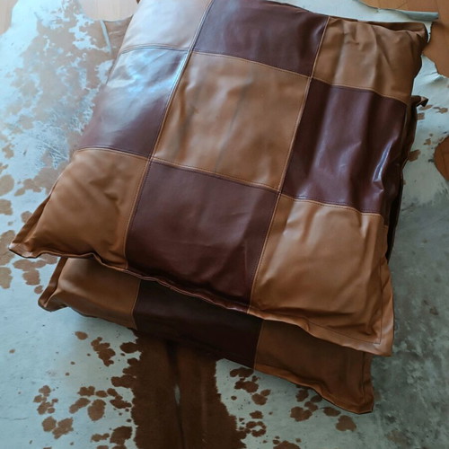 Techno leather brown-chocolate pillows new, stylish for decoration