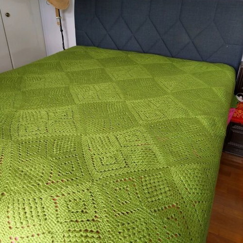 Vintage handmade blanket like new, cotton, green 2.20x2 meters