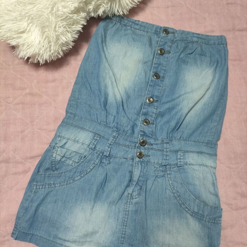 Denim strapless dress used, size M, blue