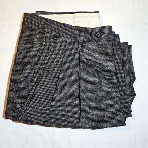 Men's grey suit pants with double pleats, size M