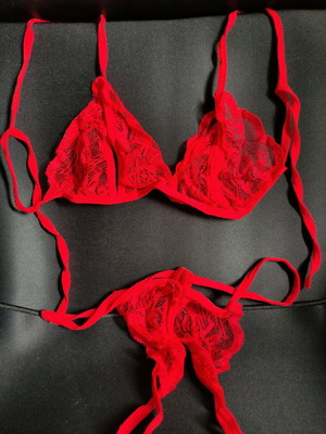 Σετ εσώρουχα με ανοίγματα καινούργιο, κόκκινο