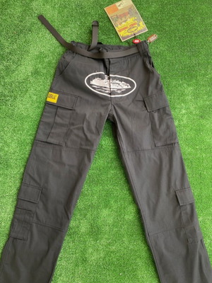 Corteiz 5starz cargo pants, black and white, size M