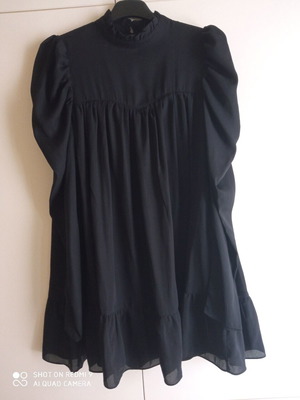 Black mini dress new with ballon sleeves and high neck
