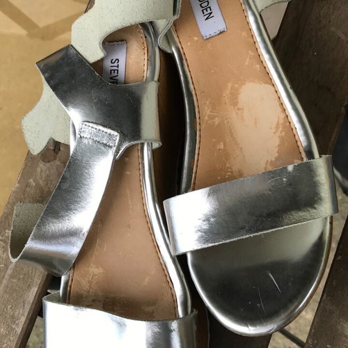 Steve Madden leather platform sandals like new, silver metallic, size 39-40