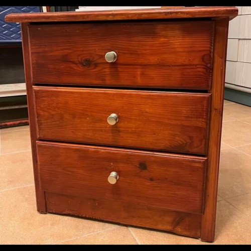 Nightstand solid wood with three drawers like new, dark brown