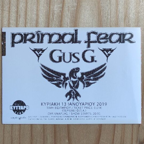 Primal Fear and Gus.G Ticket like new from 2019