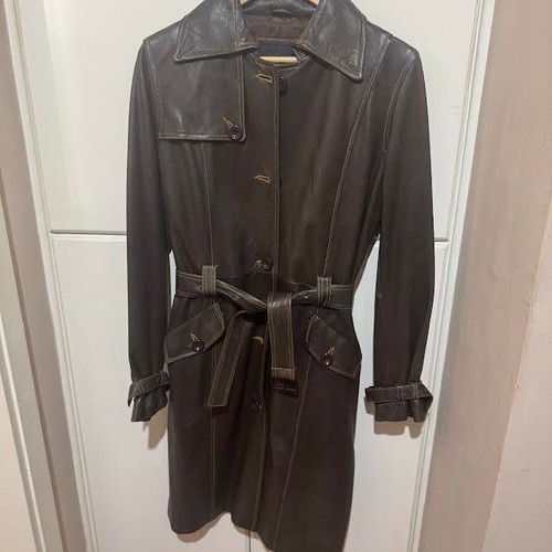 Artisti Italiani leather trench coat brown, new