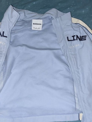 Bershka jacket like new, size L, white and turquoise
