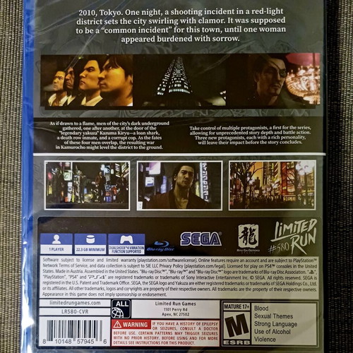 Yakuza 4 Remastered PS4 sealed, limited run #580