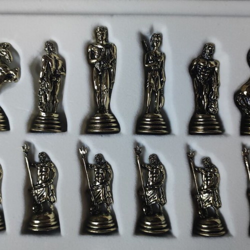 Marinakis Bros Chess Set new, wooden box with ancient Greek warriors theme