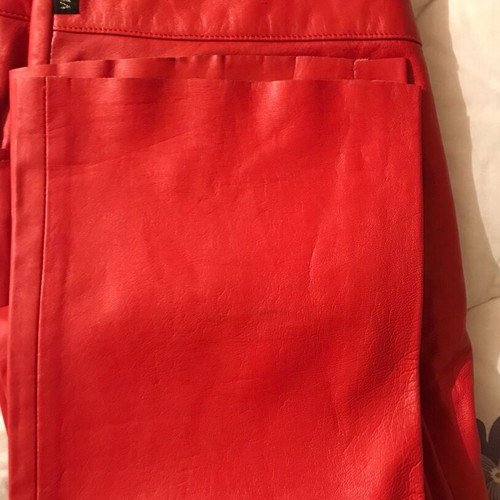 Versace Jeans Couture red leather pants with Medusa embossing, size 31