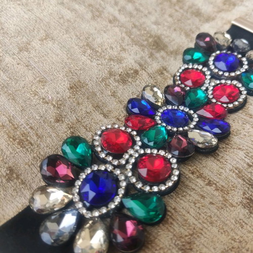 Glamorous bracelet with multicolored crystals and rhinestones