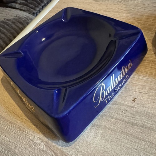 Ballantines whisky ashtray used, large 20x20 cm