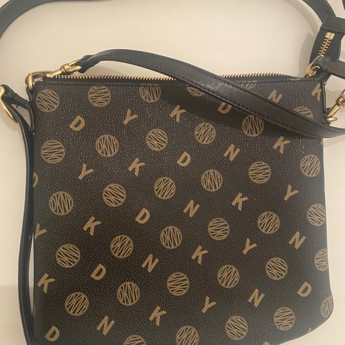 DKNY messenger leather bag like new, black and brown