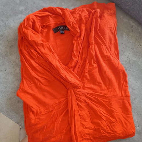 Amisu sleeveless mini/midi dress with twist detail, orange coral, size 36