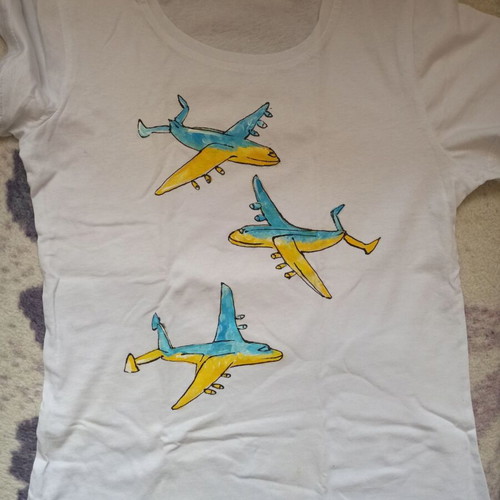 Χειροποίητα T-shirts με ακρυλικά σετ 2 τεμαχίων καινούργια, μεγέθη S & M, άσπρα