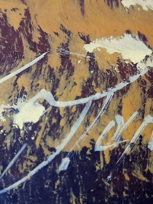 Vintage painting autumn landscape on hardboard signed Th. Jonsson