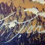 Vintage painting autumn landscape on hardboard signed Th. Jonsson