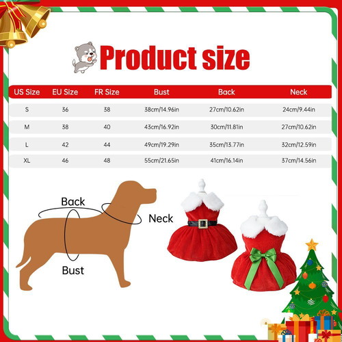 Santa Girl dog dress new, red velvet with black belt and white fur