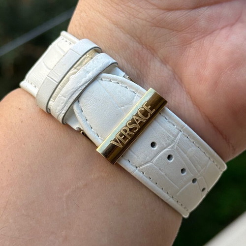 Versace Ladies Watch Used Gold Plated Steel With Mother Of Pearl Dial