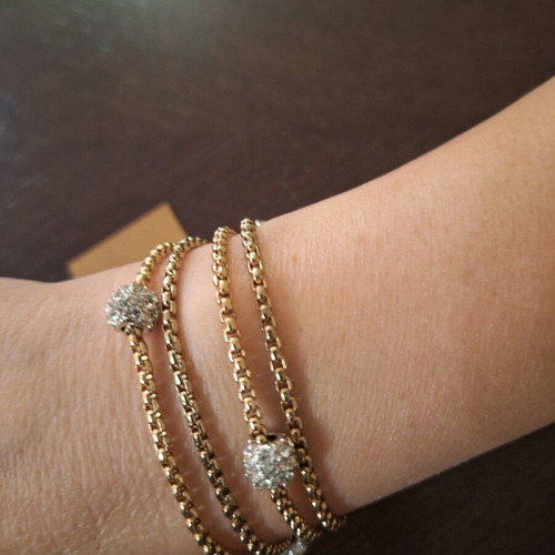 Chain bracelet new, gold color with rhinestones, 20 cm length