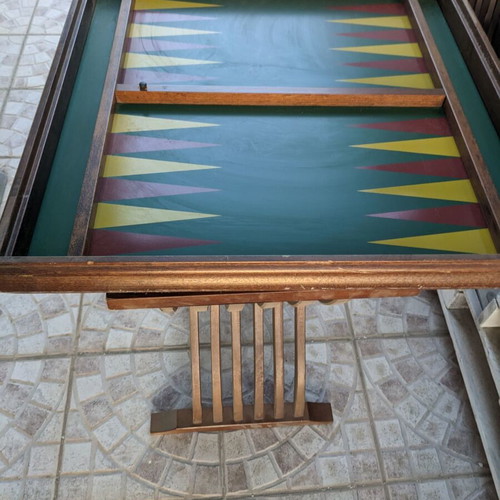 Savonarola game table used, wooden, foldable base